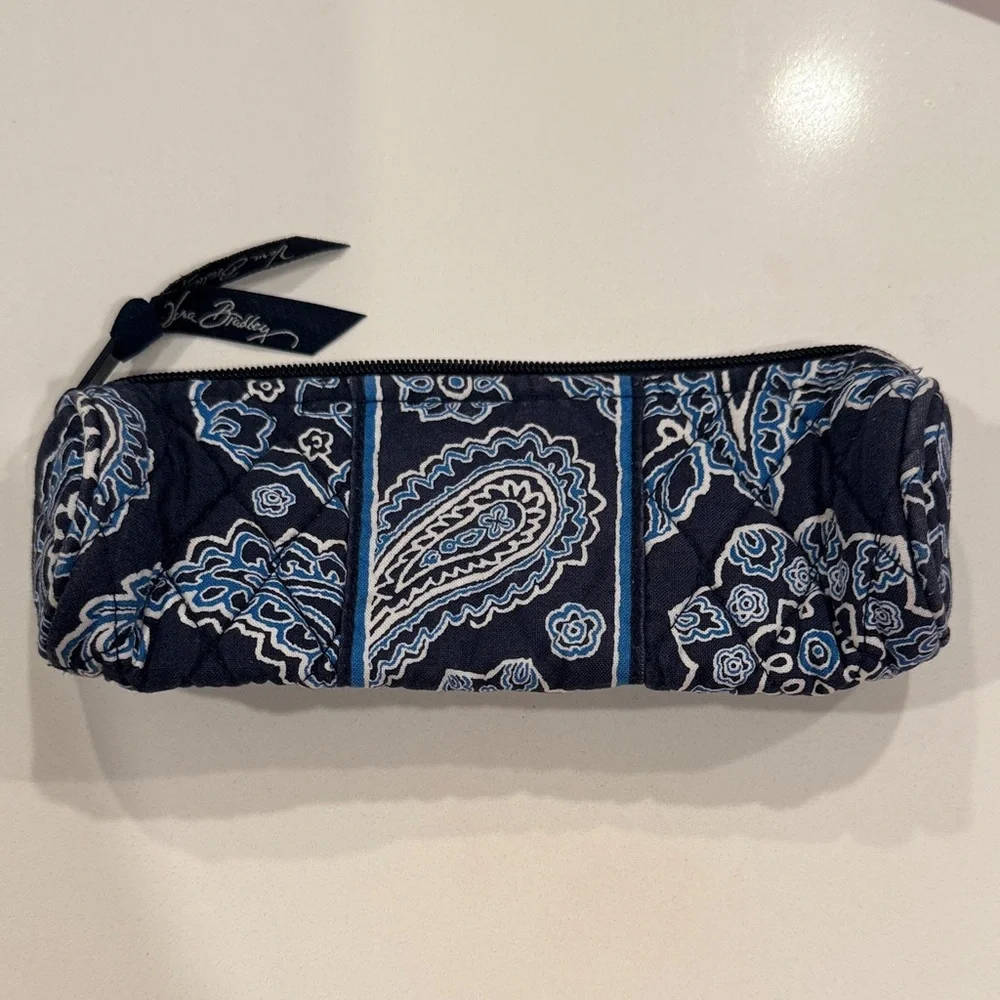 Vera Bradley Navy (2010s) Paisley Quilted Pencil Pouch